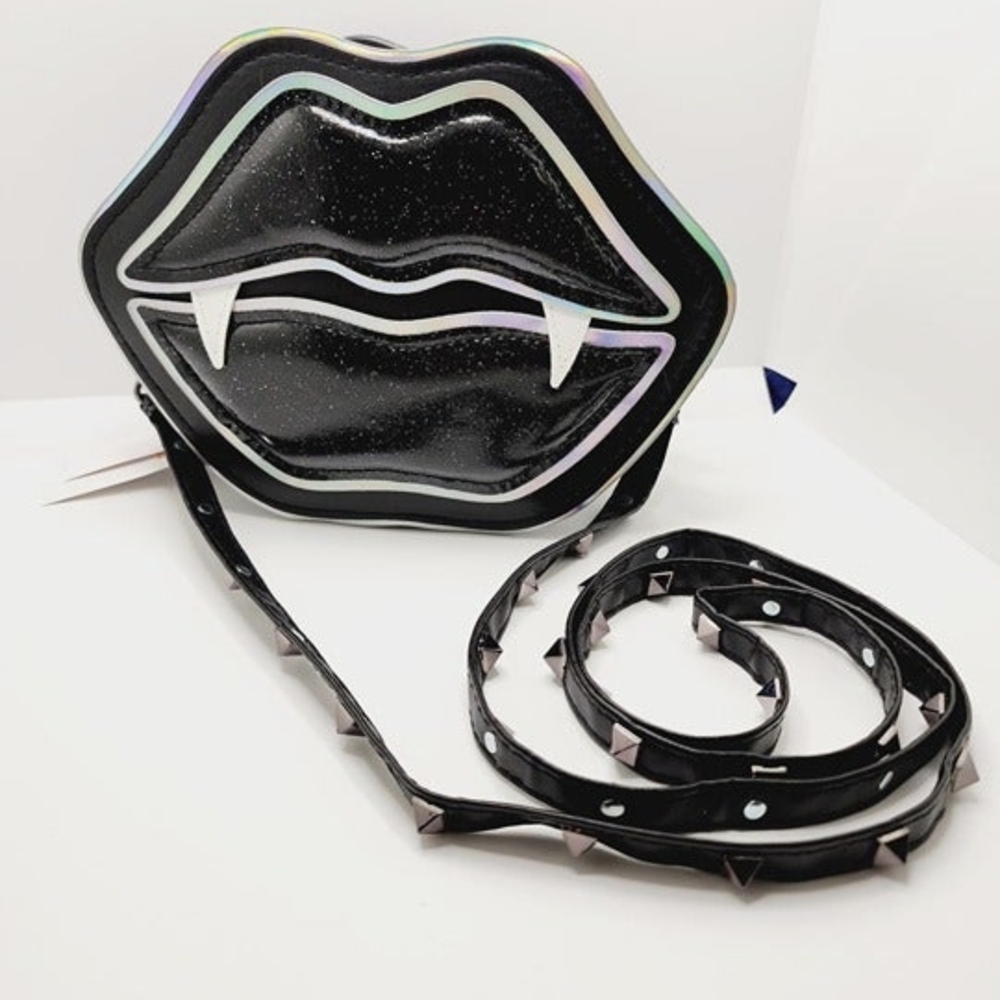 Claiere's Black Vampire Lips Crossbody Bag, NWT